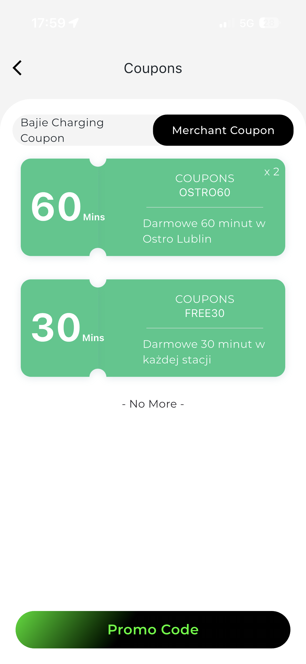 Screen aplikacji - Darmowe Ładowanie